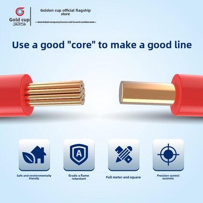 金杯电线ZA-BVR1.5/2.5/4/6平方安全环保家用铜芯铜软线 100米