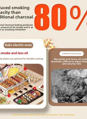 Oaks电动烧烤架家用烤串机无烟多功能煎烤一体机电动烤盘烧烤锅烧