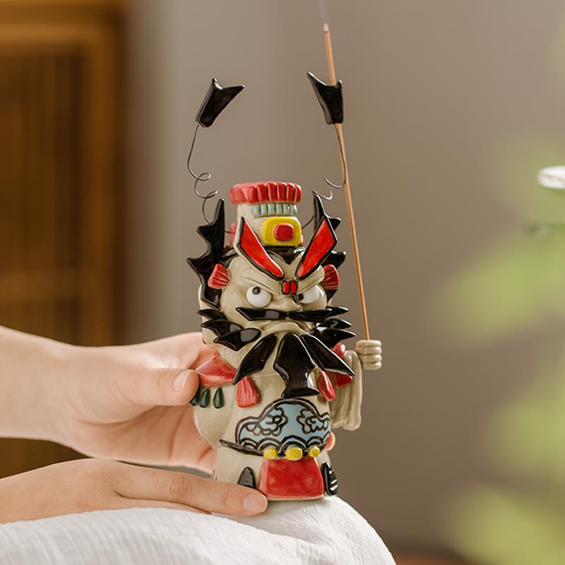 钟馗茶宠线香插香座茶桌上的小摆件镇宅招财物件创意中国风礼物送