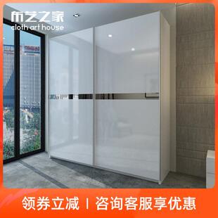 衣柜子实木板烤漆移门拉门多功能整体大衣橱定制衣帽间简约现代