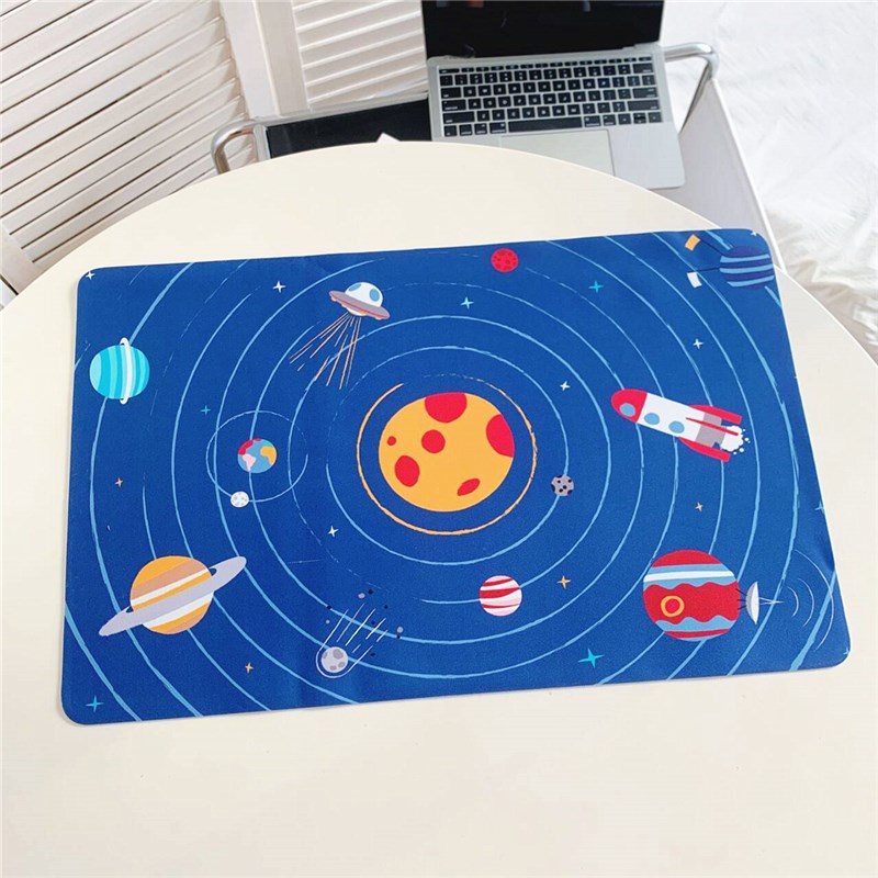 很大一张!卡通蓝色太空桌垫鼠标垫防滑垫 60*38cm