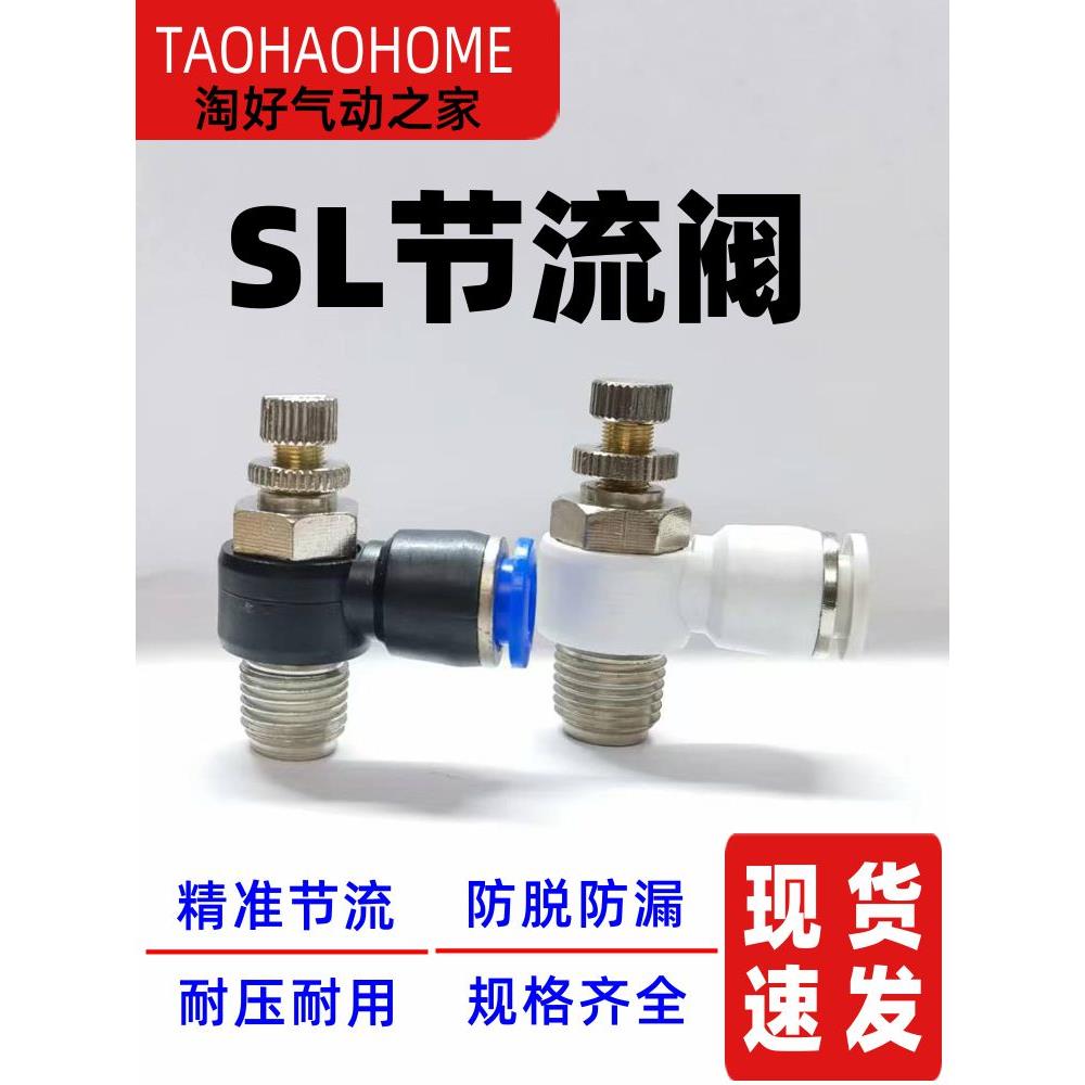 气动快插SL8-02快速4-M5气管接头6-01节流阀10-03/12-04气缸调速