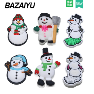 巴仔鱼洞洞鞋配饰鞋扣配件 卡通鞋花装饰冬季雪人适配Cross/Crocs