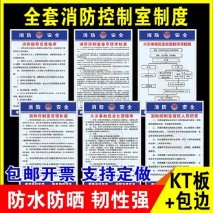 全套消防控制室制度牌水泵房安全管理制度牌火灾事故报警应急处置程序流程图值班室人员职责消防操作流程定制