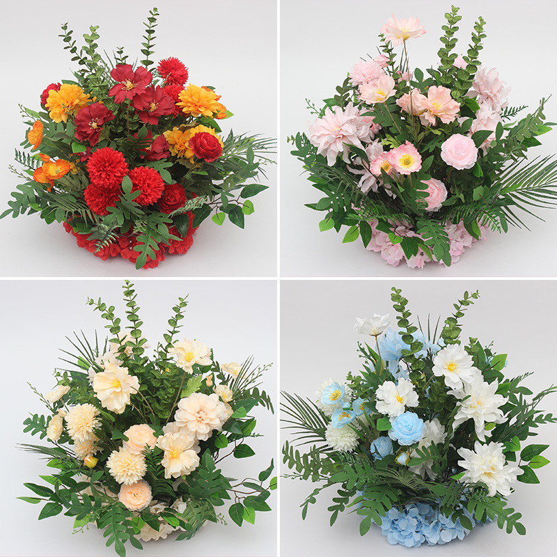 速发婚庆绢花情投意装路引花合饰盆花艺绿植香槟系舞排婚礼花台布