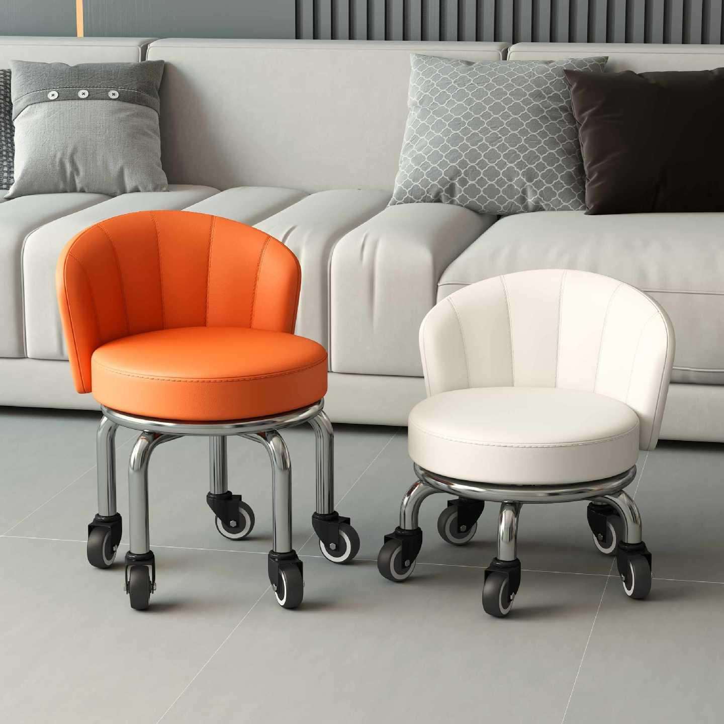 万向轮家用靠背小板凳滑轮矮凳圆凳美缝凳子移动凳子儿童学步凳