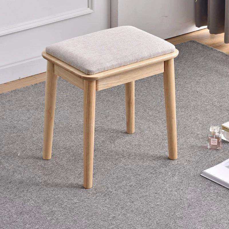 全实木梳妆台凳子北欧简约时尚网红家用软包化妆凳现代书桌凳欧清