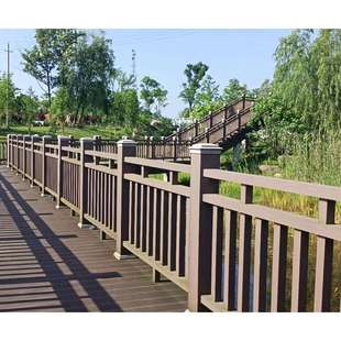 塑木护栏园林景区栈道塑木扶手户外花园栏杆室外露台栅栏