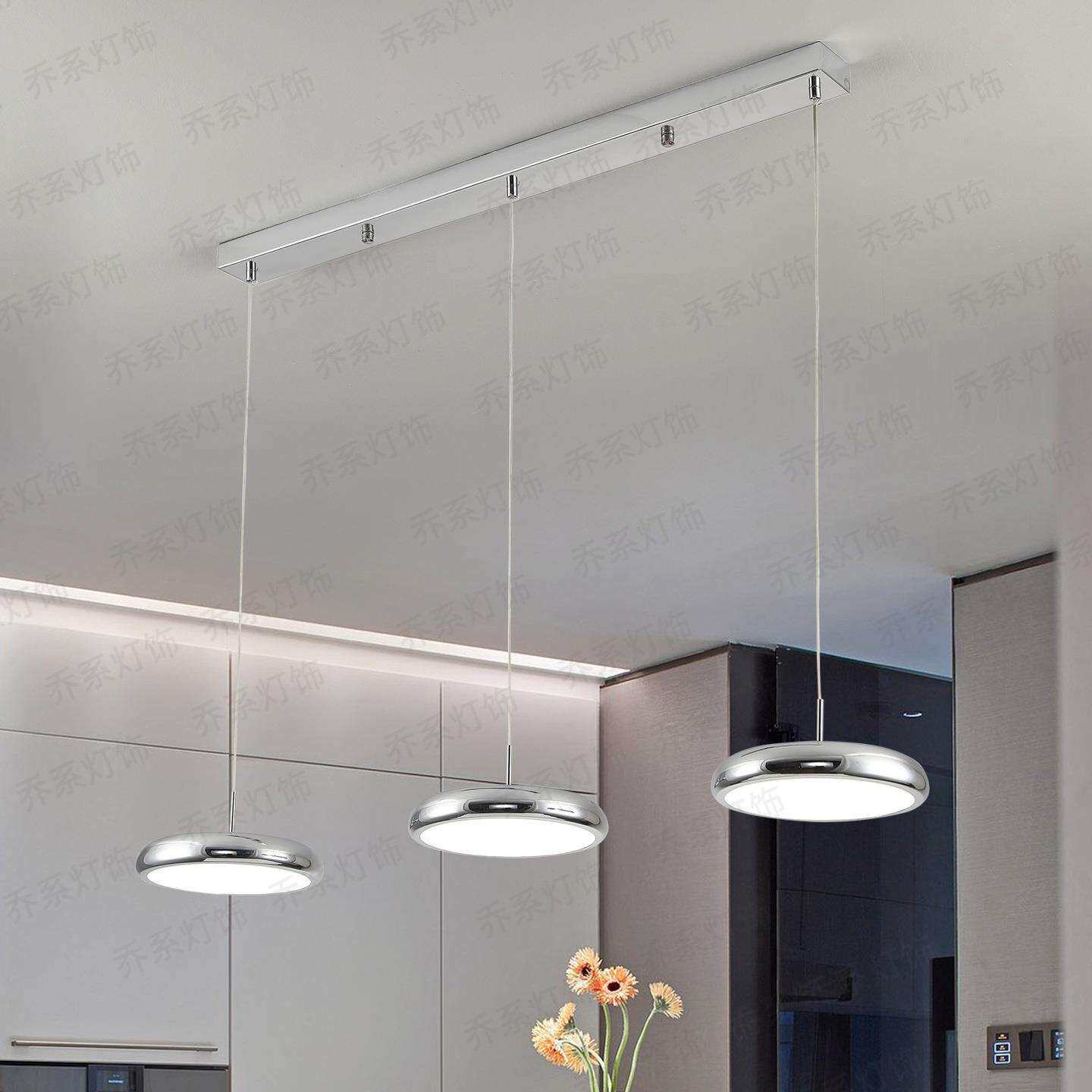 餐厅吊灯现代简约吧台餐桌飞蝶圆形长盘三头卧室灯高级感中山灯具