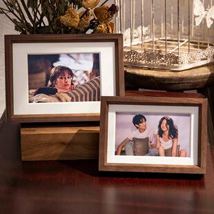 相框简约美式实木质榫卯摆件挂墙照片墙客厅装裱画框相框摆台