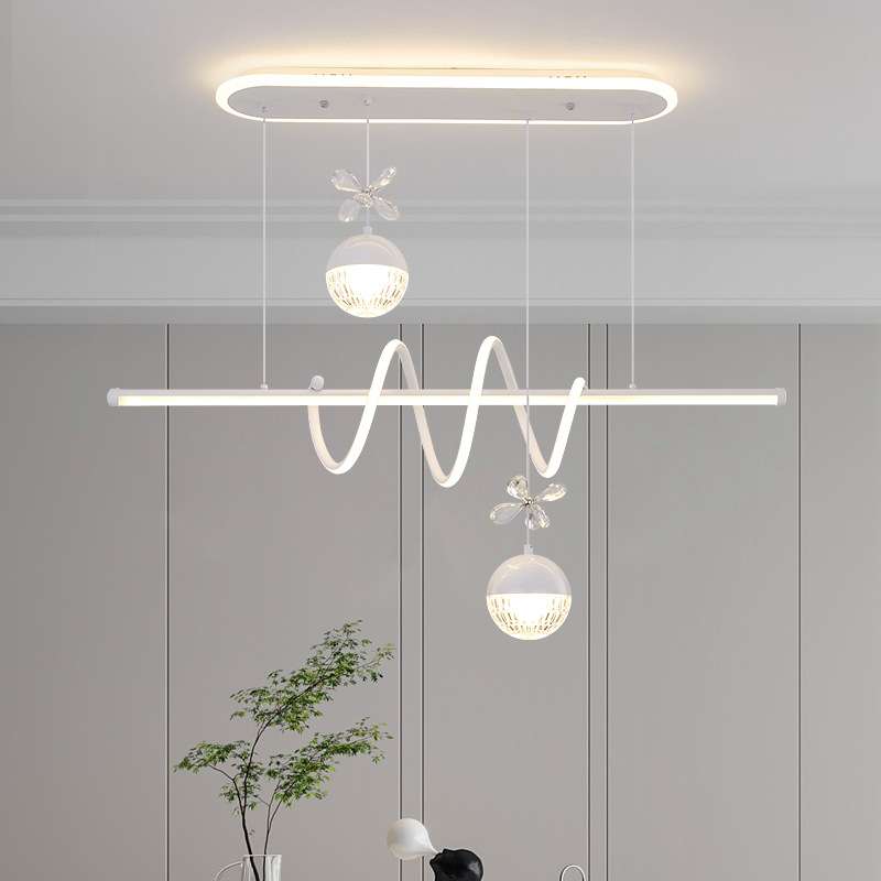 餐厅吊灯现代简约黑白色极简创意长条形吧台饭厅餐桌灯具2024新款