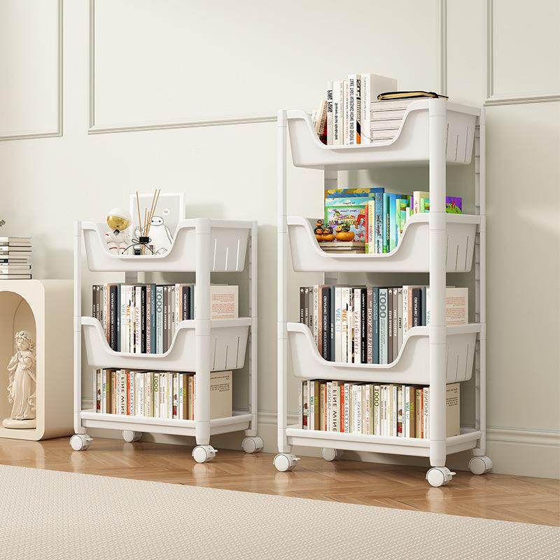 书架落地置物架家用多层可移动儿童收纳架带轮小推车宿舍简易书r*