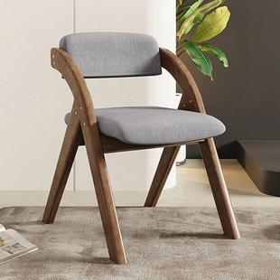 会议靠背椅可叠放整装全实木餐椅折叠家用折叠椅椅子凳子办公椅