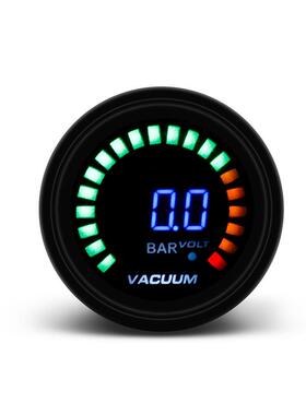 汽车改装真空表12V2寸52mmBAR通用款蓝光数显真空表黑壳