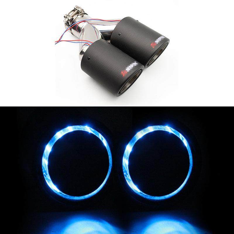 汽车改装真碳纤维耐高温LED尾管发光尾喉改装排气管一出二尾喉