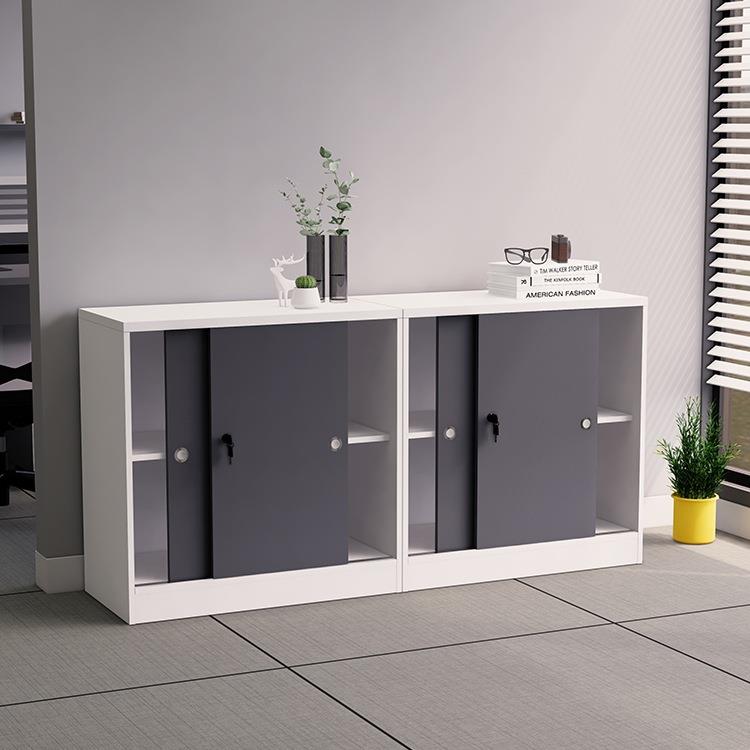 办公室柜推拉移门文件柜矮柜木质资料柜打印机柜落地储物隔断边J*