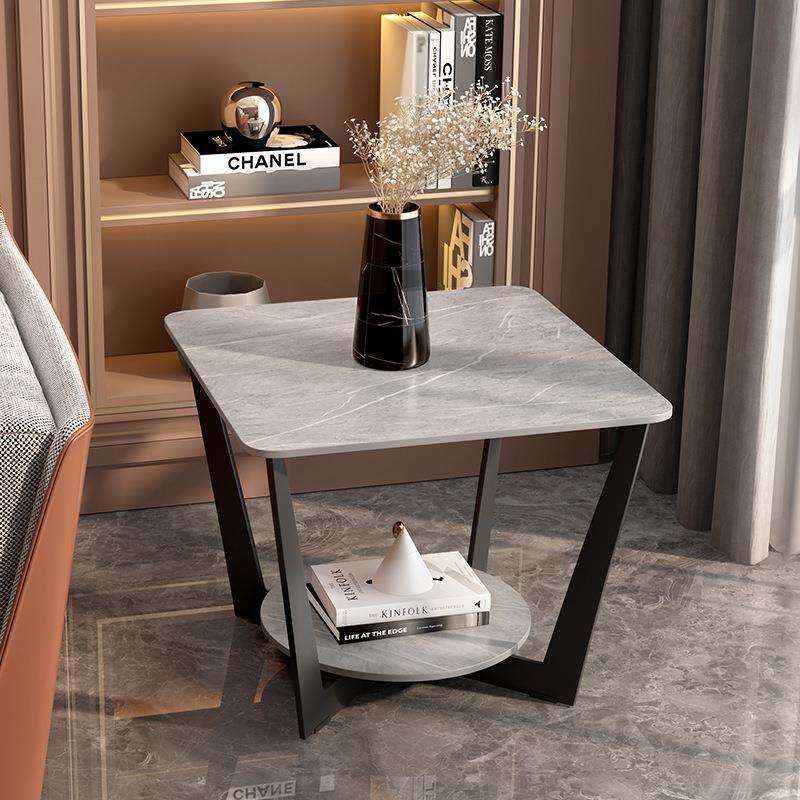 沙发边几轻奢现代简约方床头柜边柜边桌大理石岩板小茶几角几极简