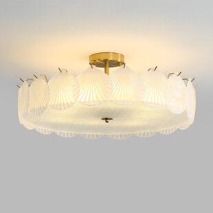 法式奶油贝壳水晶灯全光谱护眼公主房卧室灯浪漫温馨珍珠吸顶灯