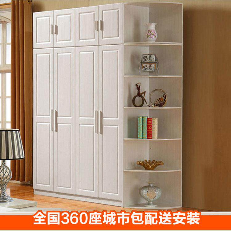 白色简约现代衣柜卧室板式衣柜34三四门简易整体大衣橱