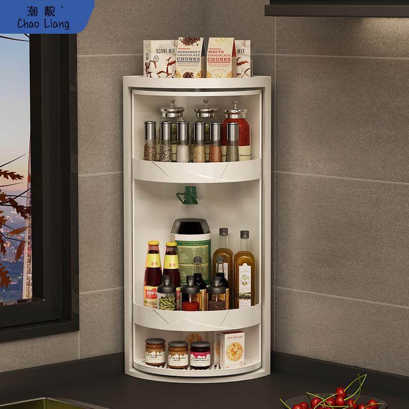 多功能旋转置物架调料架收纳盒厨房收纳可旋转调味品双层转盘包邮