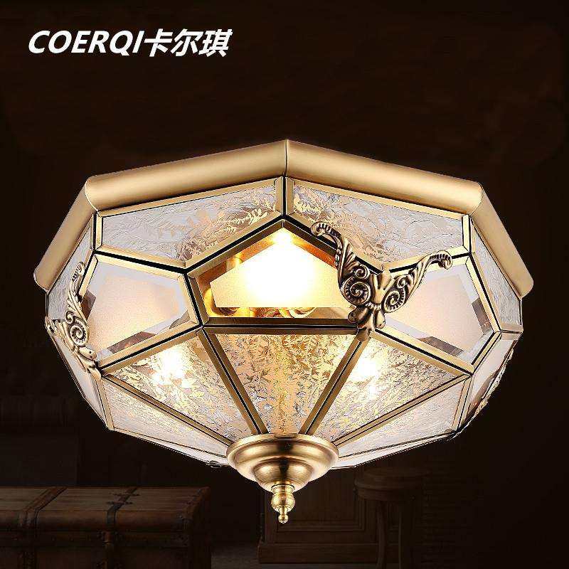 欧式吸顶灯全铜吸顶灯led卧室灯简约玄关过道书房吸顶灯