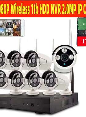 无线监控系统  监控套装 HDD NVR 2.0MP IP Camera Wifi Security