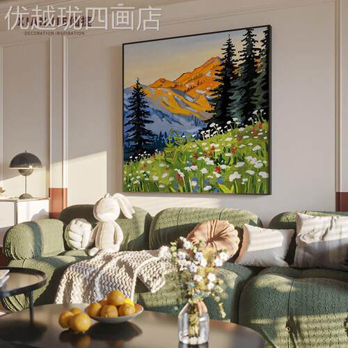网红现代画简风景北约欧森林客画厅玄关挂画画沙发背景墙卧室饰方