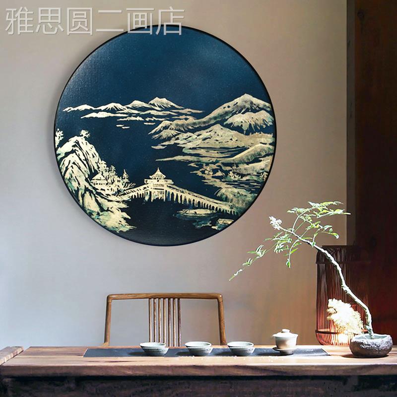 网红新中式装饰画大高端抽店象气油画餐厅挂画酒样板间入户玄关金图片