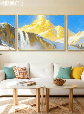 网红日照三联金山客厅装饰画高档沙发背景墙挂画背靠山图壁画山水