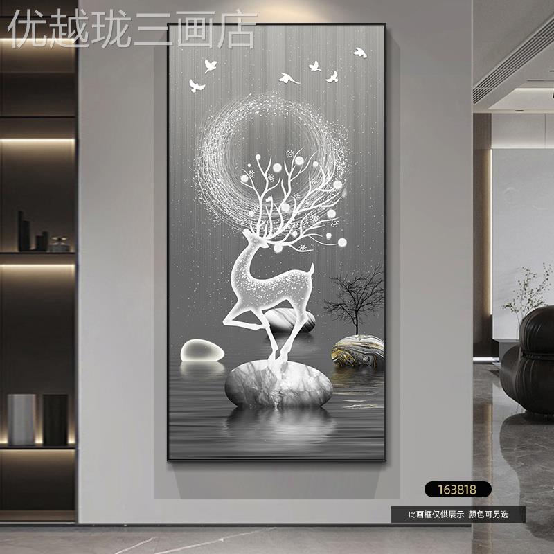 网红图过入高户玄关装饰画现代轻奢客厅走廊挂道画档鱼楼梯尽头壁图片