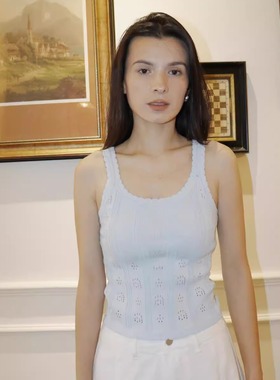 【现货】ZC.TenNine镂空花边修身针织背心