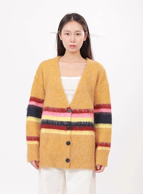 ZC.TenNine 复古显白撞色羊毛v领毛衣外套