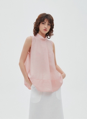 ZC.TenNine天丝云朵肌理感半高领背心女2024夏季雾面显瘦上衣