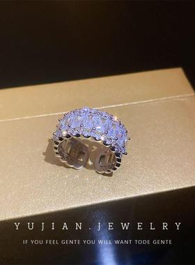 赫本风锆石开口装饰戒指女小众设计高级感时尚个性排钻指环手饰品