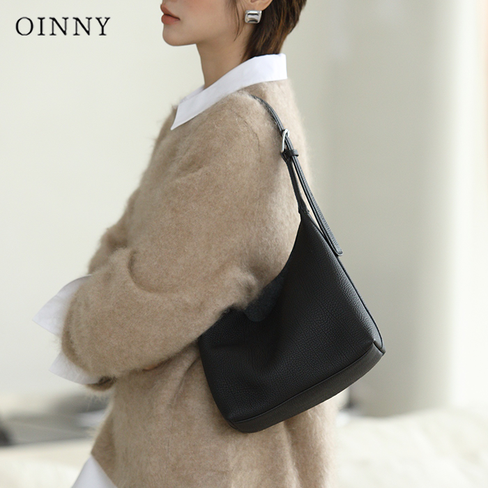 【秋冬新款现货】Oinny高级牛皮包包手提斜挎水桶包真皮女包6512