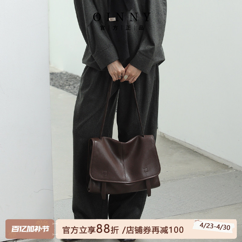 【春夏上新】Oinny真皮包包斜挎复古大容量邮差包牛皮女包7275