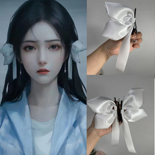 白色蝴蝶结立体对夹发饰cos纸嫁衣7杜言她同款头饰可爱侧边夹女