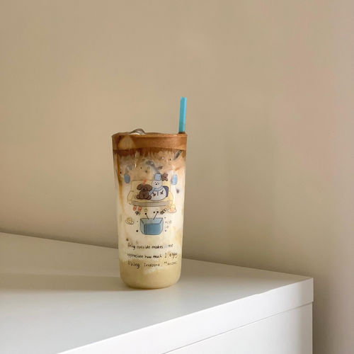 小雪人高硼硅玻璃杯女高颜值耐高温大容量水杯果汁杯咖啡杯冷饮杯
