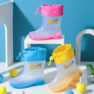 夏 新款 透明儿童雨鞋 男女童轻便防水防滑雨靴幼儿胶鞋 宝宝学生水鞋