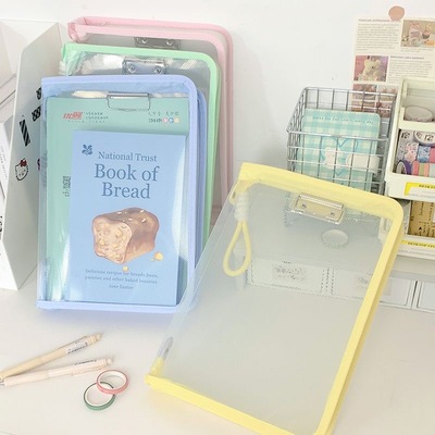 新款糖果色学生文件袋手提大容量手提包A4拉链透明试卷课本收纳袋