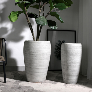 高款特大号花盆50cm以上40粗陶落地高脚陶瓷摆件客厅高筒北欧简道