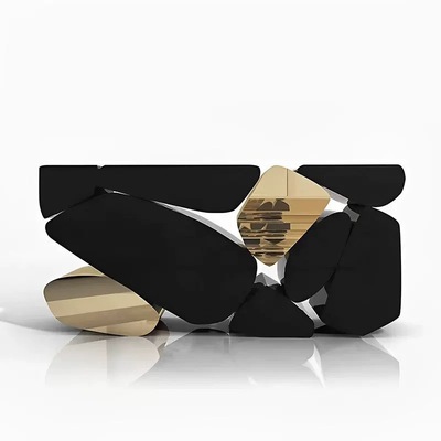 现代轻奢玄关桌别墅高端门厅装饰台设计师款艺术靠墙不锈钢条案桌