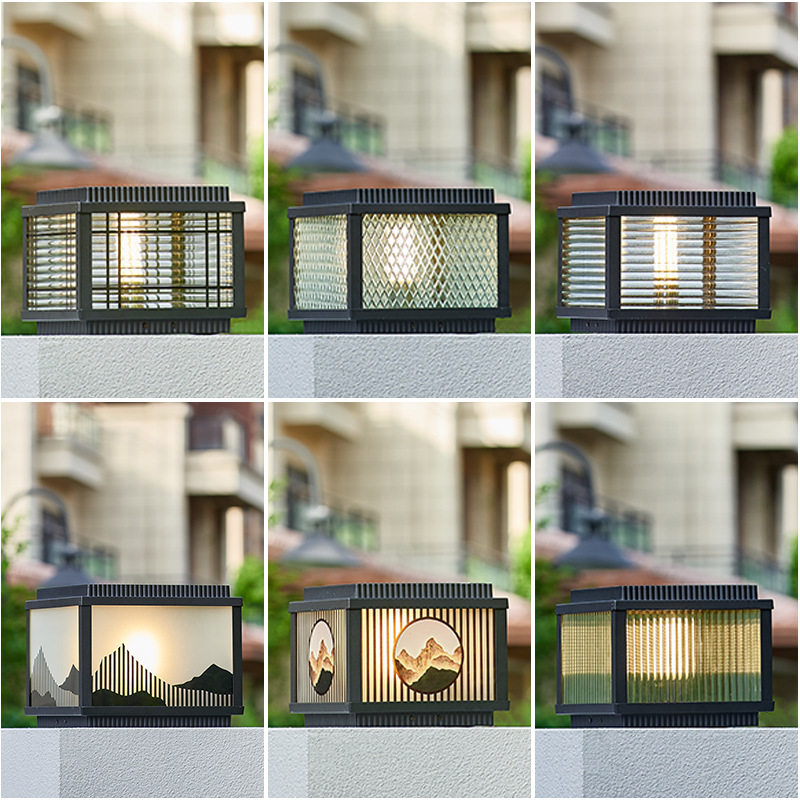 太阳能柱头灯户外防水门柱灯简约别墅花园围墙灯大门柱子灯庭院灯