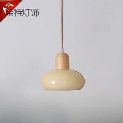 中古原木奶油风餐厅吊灯北欧简约餐桌吧台玻璃创意卧室床头小床吊