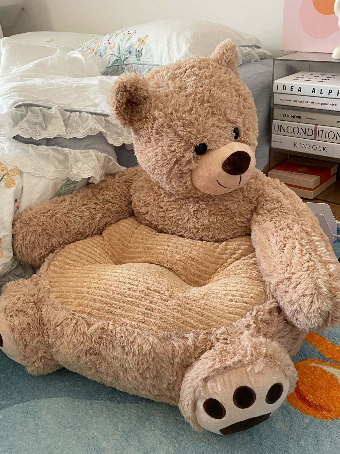 可爱小熊坐垫儿童沙发座椅女生卧室懒人榻榻米卧室飘窗靠背垫躺椅