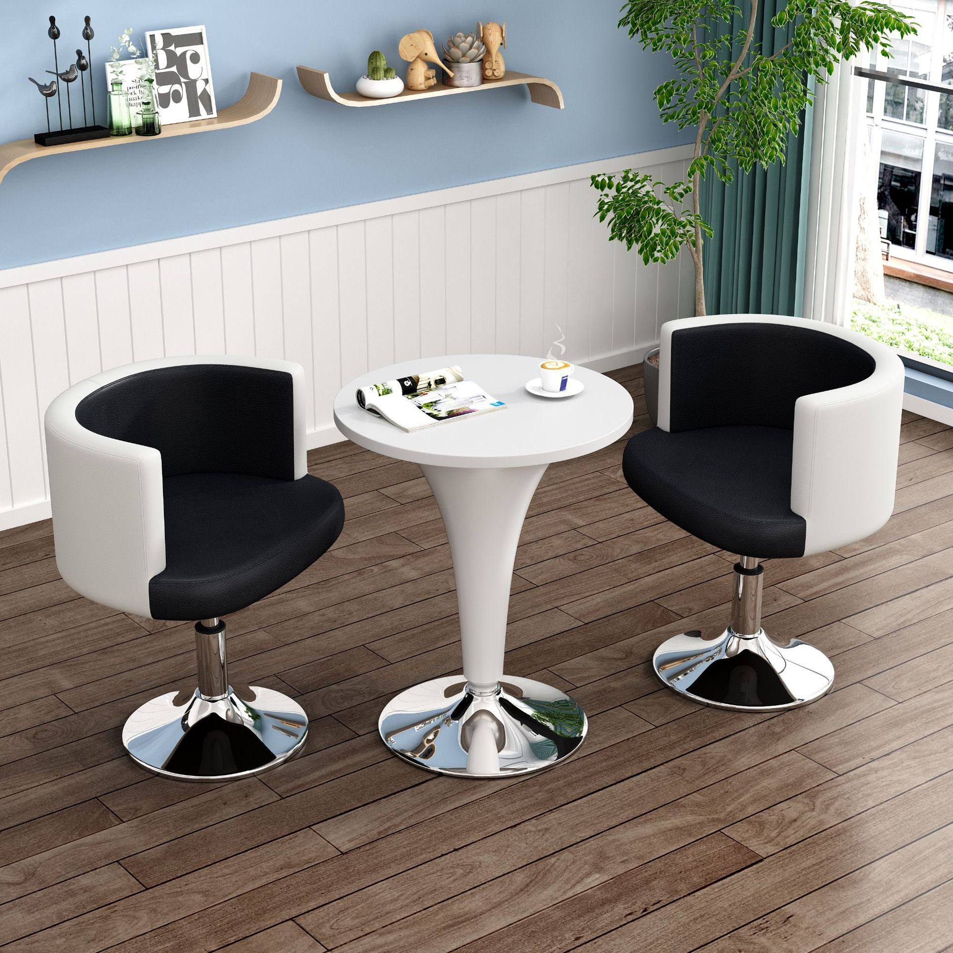 现代圆桌奶茶店桌椅组合洽谈阳台桌椅接待餐桌椅会客沙发椅咖啡桌,住宅家具,板木餐桌,淘宝优惠券,粉丝福利购,淘宝优惠卷