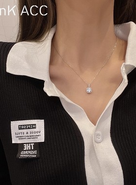 极速锆石水晶项链女夏轻奢小众202B1年新款ins冷淡风锁骨链钛钢不