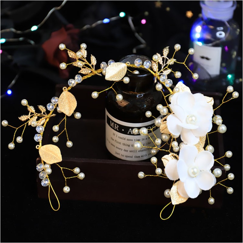 极速新娘结婚头饰韩式森系仙美金色手工花朵发Q箍发带演出敬酒服