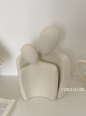 新品ins风抽象拥抱情q侣人物摆件简约创意艺术客厅玄关电视柜家居