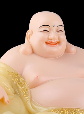 极速笑佛弥勒f佛菩萨摆件汉白玉黄玉镶金大肚佛招财家用客厅店铺
